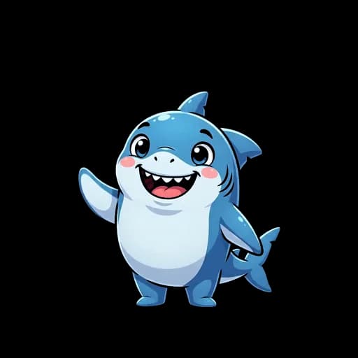 Sharky, the LoanShark mascot, looking waving