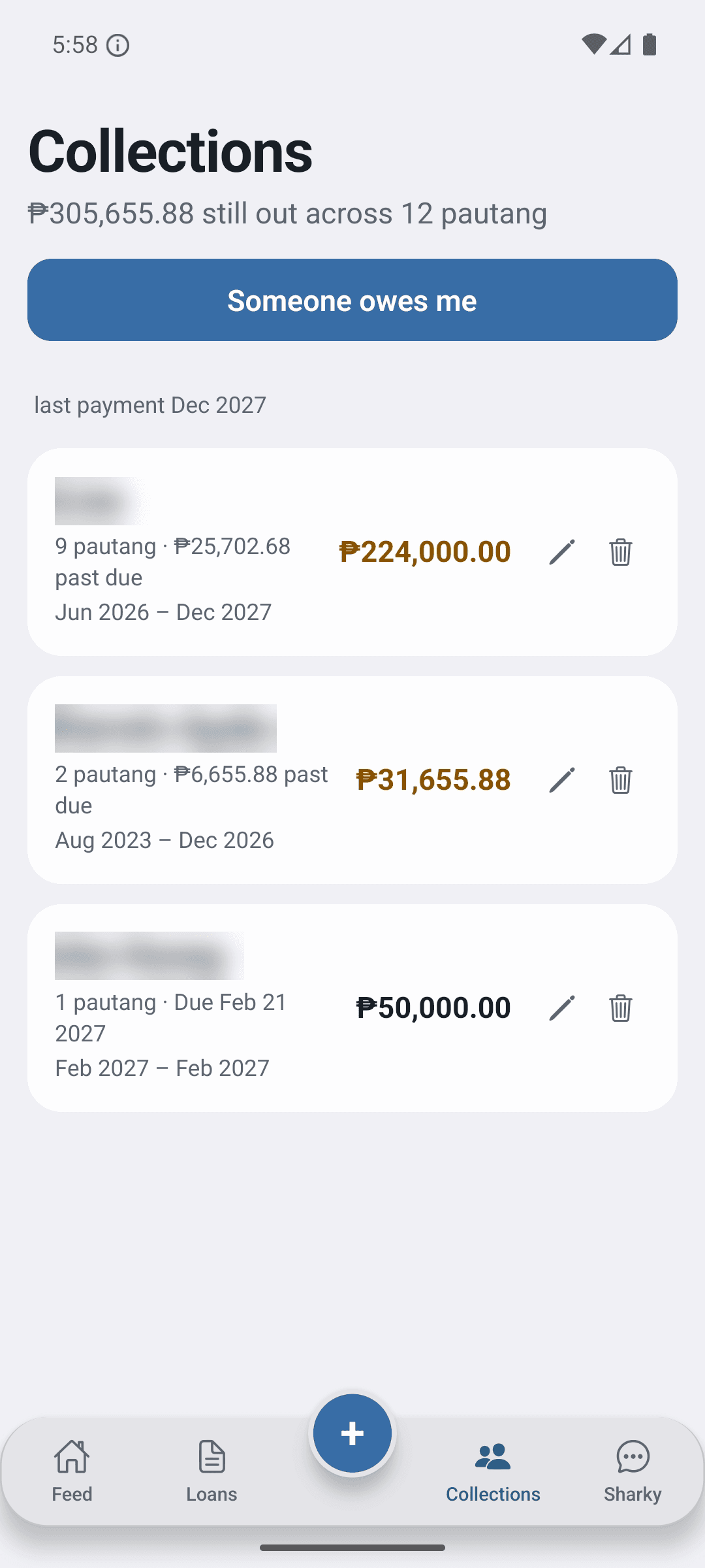The collections list