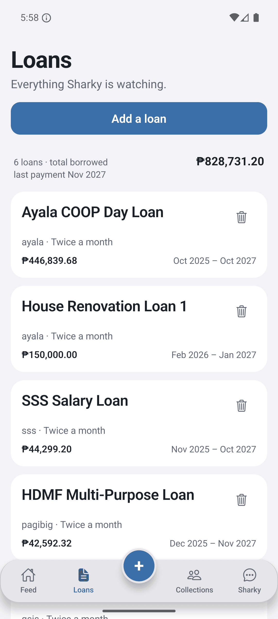 The loans list